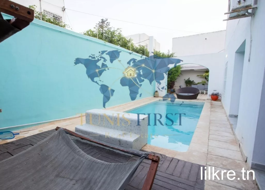 A louer RDC de Villa Meublée avec piscine à Carthage